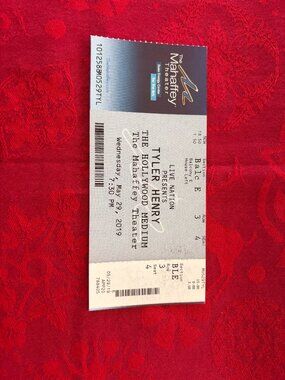 TYLER HENRY THE HOLLYWOOD MEDIUM UNUSED FULL TICKET FROM ST.PETERSBURG FLORIDA.